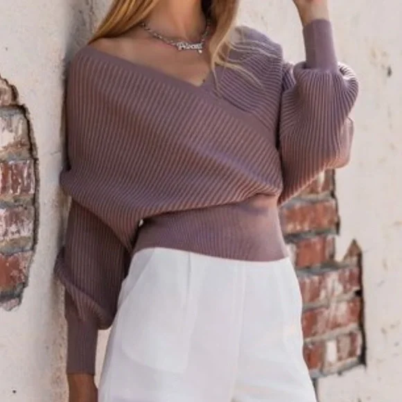 Hope Horizon Purple Wrap Knit Top - Picture 5 of 14